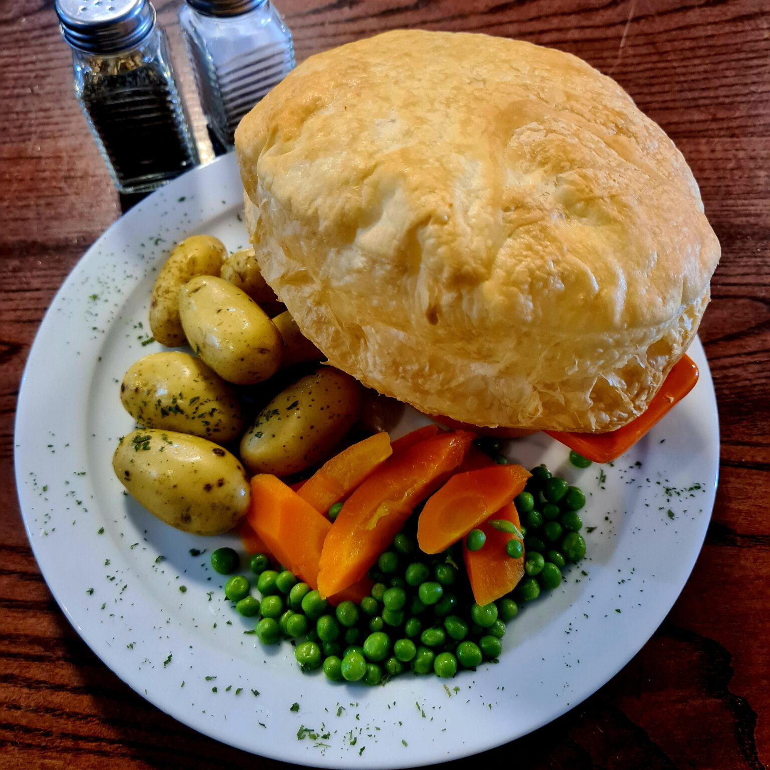 Steak pie and Baby potatoes